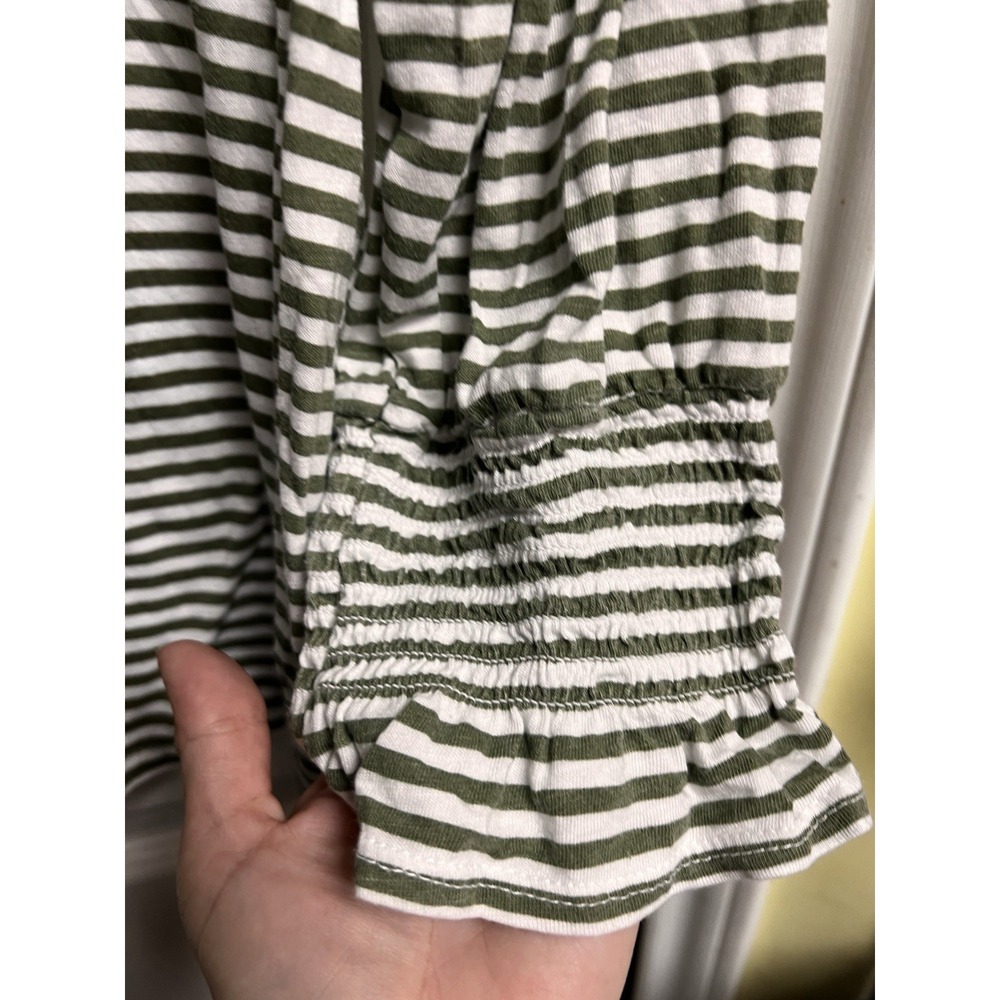 Cato Womens XL Sage Green White Striped Smocked Cuff 3/4 Sleeve Blouse Top - Picture 5 of 8